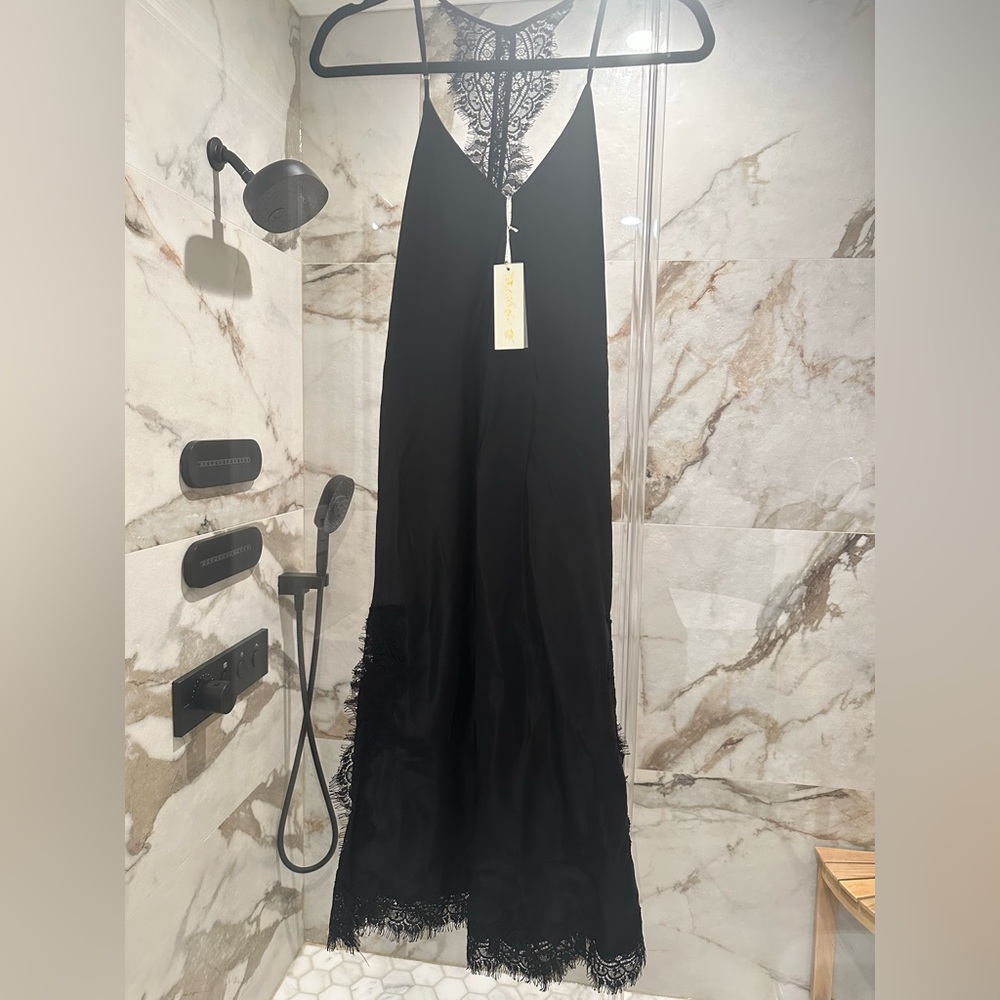 gold hawk little black silk slip